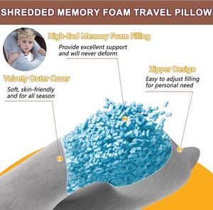 Almohada de viaje de coche de espuma viscoelástica para adultos durmiendo <span class=keywords><strong>en</strong></span> viaje por carretera | Almohada de cuerpo pequeño para niños durmiendo - Product Image 2