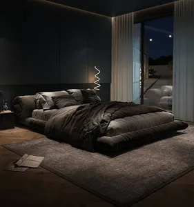 Nordisches minimalist isches Stoff bett Licht Luxus Designer Kingsize-Bett modernes Haupt schlafzimmer Doppelboden bett für Schlafzimmer möbel
