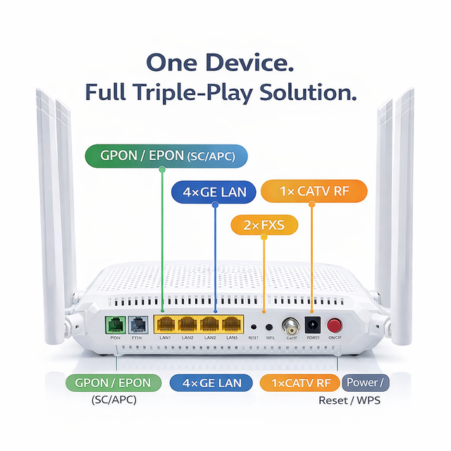 High Quality ONT for FTTH FTTO FTTC Gpon Epon Bridge FTTB Xpon ONU GE Optical Modem Fiber Optic Modem