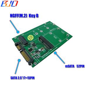 SATA <span class=keywords><strong>3</strong></span> III 7 + 15pin zu M.2 (NGFF) B-key SATA & mSATA 52pin 2in1 Größe Mehrere SSD Konverter Adapter Karte - Product Image 1