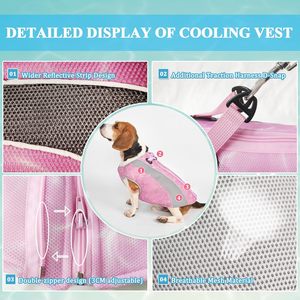 Piccola grande cani di raffreddamento gilet imbracatura leggera traspirante poliestere regolabile cerniera in titanio solido classico per l'estate - Product Image 4