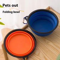 Bol pliable en silicone pour animaux de compagnie, 350 ml/1000 ml, portable, avec logo personnalisé, vente en gros du fabricant, motif uni, pour transport de nourriture chaude