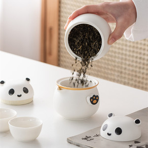 Juego de tetera de viaje portátil de dibujos animados con tema de Panda, viaje al aire libre, Camping, taza exprés para beber, regalos de negocios de alta calidad - Product Image 4