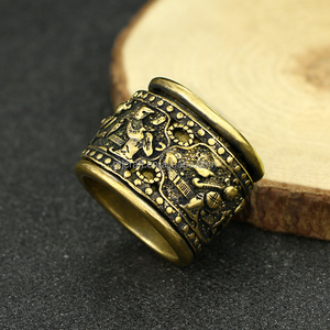 Bague en cuivre pur faite à la main de style antique CA140 pour hommes, période <span class=keywords><strong>Guangxu</strong></span> de la dynastie Qing - Product Image 2