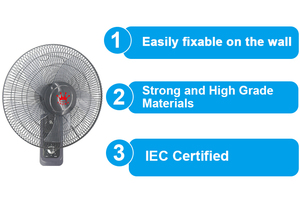 พัดลมติดผนังไฟฟ้าสั่น16นิ้ว220V 45W,พัดลมติดผนัง5ใบมีด Pp สำหรับหอพัก - Product Image 6