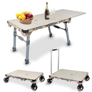 Hot Sell Brand New Multi-functional Camping <b>Table</b> Dolly With Removable Casters With 100kg Capacity , Outdoor Product, - Product Image 1