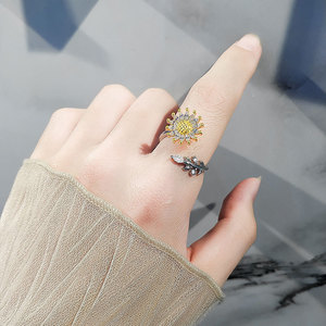 Tarnish Free Adjustable <b>Spinner</b> <b>Rings</b> Marquise Cut Cubic Zirconia Copper Gold Plated Sun Flower The Anxiety <b>Ring</b> Jewellery - Product Image 3