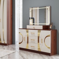 Ensemble de meubles de chambre à coucher turcs modernes de luxe, lit king size avec cadre en bois, armoire et coiffeuse pour maison et appartement