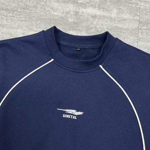 Fashion High Quality Drop Shoulder Hoodie Custom Logo Embroidered French Terry Sweatshirt Oversized <b>Crewneck</b> Men's Sweatshirt - Product Image 3