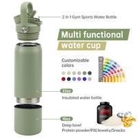 Bouteille shaker en acier inoxydable sans BPA de 32 oz avec compartiment de rangement inférieur de 10 oz à visser pour compléments alimentaires – Vente en gros