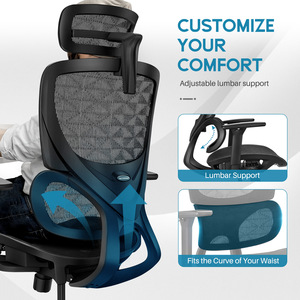 Silla ergonómica de malla con respaldo alto y marco gris nuevo para oficina con diseño moderno para oficina en casa Cadeira Escritorio - Product Image 4