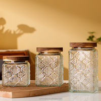 Pot de conservation alimentaire carré en verre borosilicate moderne avec couvercles, compatible lave-vaisselle, écologique, grande capacité pour la cuisine