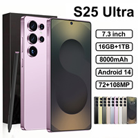 Nouveau modèle 2025 S25 Ultra Téléphone Version Globale 16 Go + 1 To Android 14.0 Smartphone Débloqué Caméra Arrière 108 MP Résolution d'écran 2K