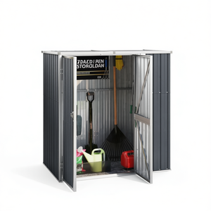 Caseta de herramientas de jardín de acero galvanizado antracita de 63.4x35x63.4 pulgadas para almacenamiento en exteriores - Product Image 1