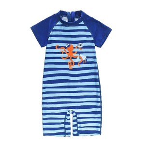 Traje de baño de una pieza para niños, traje de baño de secado rápido con dibujos de pulpo a rayas, ropa de playa de verano para niños de 2 a 7 años - Product Image 4