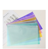 Pochette transparente en plastique PP A4, étanche, avec fermeture éclair coulissante, organiseur de dossiers, pochette de classement, fournitures de papeterie de bureau