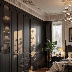 Armoire en bois massif de noyer noir de style vintage Sabi, avec revêtement en bois massif et peinture cuite, étagère à chaussures pour la personnalisation de toute la maison - Product Image 1