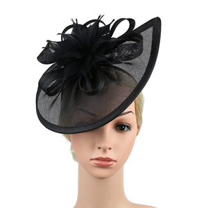 Chapeau de fascinateurs de qualité supérieure pour femmes Derby mariage plume Sinamay Fascinator Tea Party mariée bandeau avec pince <span class=keywords><strong>femme</strong></span> - Product Image 4