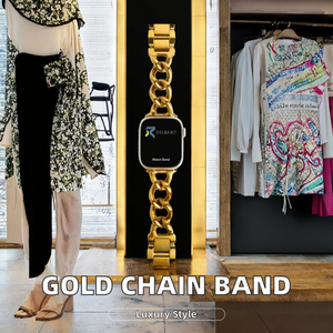 Bracelet de montre intelligente pour femme en acier inoxydable plaqué or 18 carats, 22 mm, boucle déployante, compatible avec la montre - Product Image 2