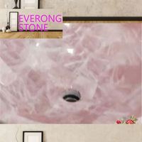 Luxe Brésil Quartz Cristal Rose Rose Quartz Lavabo rond pour Villa Salle de bain