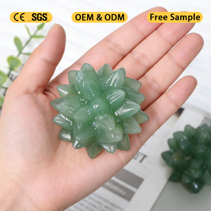 Vente en gros de sculptures de cristaux de guérison naturels, cristal d'<span class=keywords><strong>aventurine</strong></span> <span class=keywords><strong>verte</strong></span>, décoration de fleurs de cactus en cristal pour cadeau - Product Image 3