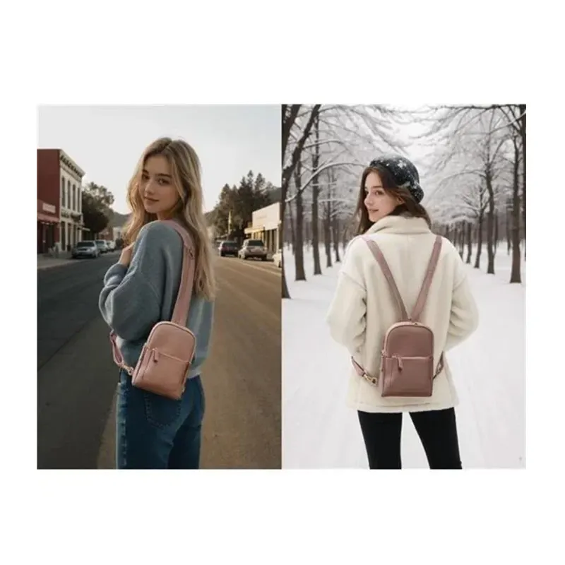 Nova tendência Atacado Personalizado Fanny Pack Travel Sling Bag Dois tipos de mochila Crossbody Bag PU Chest Bag para as mulheres
