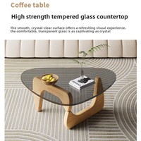 Table basse en verre de style nordique, idéale pour Instagram, avec cadre en bois, design moderne minimaliste de luxe léger, mobile pour les petites maisons