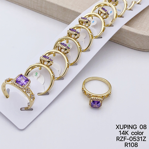 <span class=keywords><strong>Anello</strong></span> Moda XUPING Placcato Oro 14K con Zirconia Cubica Sintetica, Pietra Singola <span class=keywords><strong>Viola</strong></span> Blu per Donna - Product Image 4