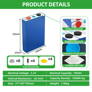 Cella Batteria EVE LiFePO4 3.2V 105Ah Grado A Stock EU Litio Ioni di Litio Prismatica Akku LFP LiFePO4 3.2V Volt LF105 LiPo4 Energia - Product Image 2