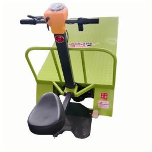 Vierwielige Lithium Batterij Werkende Vlakke Vrachtwagen Elektrische Handtrolley Platform <span class=keywords><strong>Trolley</strong></span> Kar Met Hek Voor Materiaalbehandeling