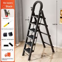 Échelle pliante en acier à 6 marches, portable, multi-usages, marchepied pour usage domestique, intérieur et extérieur