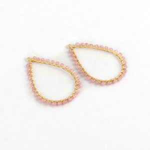 Pares de conectores envueltas de alambre chapado en oro, pendientes de cuentas facetadas de ojo de gato, accesorios para fabricación de joyería - Product Image 5