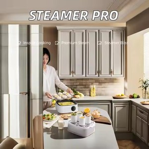 Plato de frotamiento de aislamiento de <span class=keywords><strong>acero</strong></span> <span class=keywords><strong>inoxidable</strong></span> multifuncional para el hogar de gran capacidad, <span class=keywords><strong>vaporera</strong></span> eléctrica inteligente para alimentos - Product Image 4