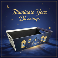 Coffrets cadeaux rigides en carton personnalisés pour l'Aïd musulman et le Ramadan Kareem, avec doublure en éponge, paniers, plateaux artisanaux, paniers-cadeaux, bougies, photos
