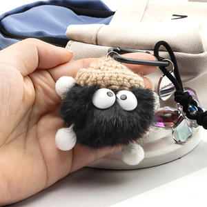 도매 수제 독특한 몬스터 플러시 블랙 푹신한 공 큰 눈 전화 케이스 가방에 대한 사용자 정의 색상 크기 팔찌 - Product Image 6