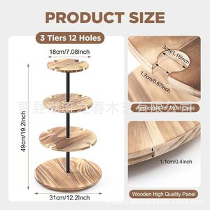 Wooden Multi-Tier Rotating Champagne Tower Cocktail <b>Tree</b> <b>Stand</b> Party Wedding Wine Glass Rack Wooden Rotating Display <b>Stand</b> - Product Image 2