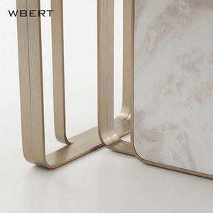 WBERT Table à manger de luxe Minimaliste Pierre Marbre Microlite Rock Plate Grande Petite Assiette d'angle à thé en acier inoxydable de taille familiale - Product Image 3