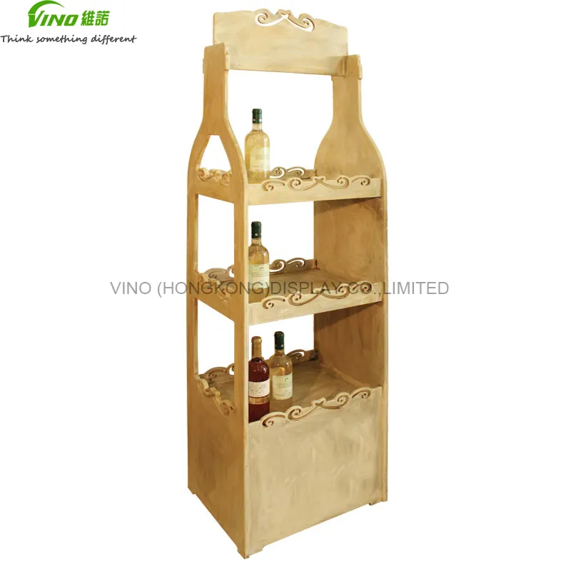 Sàn gỗ Kệ Trưng Bày-Kệ rượu đứng miễn phí sàn-Chai pop, gói phẳng bằng gỗ Kệ rượu