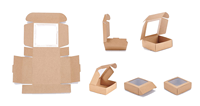 Boîte d'emballage cadeau pour aliments et fleurs en gros d'usine, boîte en papier kraft avec fenêtre transparente en PVC et couvercles transparents