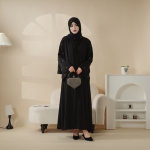 थोक सुरुचिपूर्ण महिलाओं के कपड़े कढ़ाई लिनन अबाया ओपन डुबाई ड्रेस और वसंत ऋतु के मौसम के लिए एंटी-स्टैटिक लुबल - Product Image 4