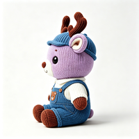 Figurine de renne en peluche tricotée, crochetée à la main, jouet en peluche doux, artisanat personnalisé, vente en gros de jouets personnalisés