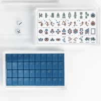 Ensemble de tuiles de mahjong américain en acrylique gravé, motif grue d'origami bleue, de luxe moderne et personnalisé, avec tapis, supports de tuiles, table et cadeaux, pour divertissement portable
