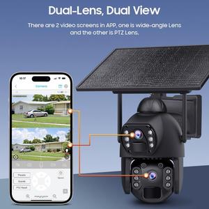 Caméra de sécurité solaire UBOX 6MP IP67 à double objectif avec suivi de mouvement humain, alarme, vision nocturne couleur, détection de mouvement, 4G Wifi AOV - Product Image 2