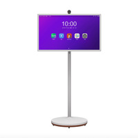 Monitor LCD Sentuh Putar Pintar 27 inci dari Gudang AS, Pemutar Video HD Portabel, Stand TV Nirkabel 1080p LED Putih, Stand TV 'Follow Me'