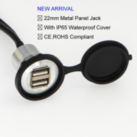 Connecteur USB double femelle A vers mâle A en métal, diamètre de montage 22 mm, avec câble de 60 cm, certifié CE