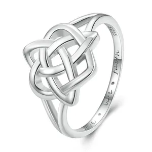 Women 925 Sterling Silver Love Life Faith Celtic Knot Ring Simple Jewelry Gifts