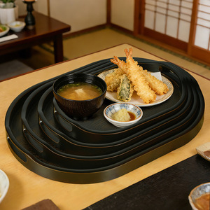 New Chinese and Japanese style <b>tea</b> <b>tray</b>/<b>tray</b>, imitation wood plastic oval shape, household imitation wood barbecue <b>tray</b>/water - Product Image 2