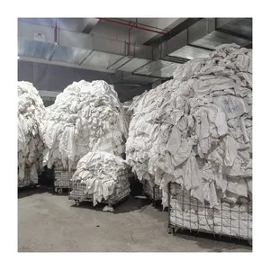 10Kg 20kg 25kg tricot recyclé t-shirt coton chiffons d'essuyage haut absorbant l'huile pur blanc tissu industriel t-shirt chiffons