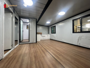 Maison en conteneur préfabriquée moderne américaine à bas prix 20ft/40ft <span class=keywords><strong>10m2</strong></span> 2 chambres à coucher <span class=keywords><strong>bureau</strong></span> modulaire en acier léger maison en paquet plat - Product Image 2