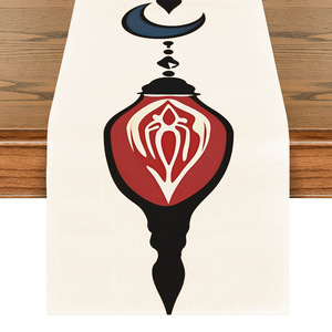 Caminos <span class=keywords><strong>de</strong></span> <span class=keywords><strong>Mesa</strong></span> <span class=keywords><strong>de</strong></span> Lino Premium para Ramadán con Motivos Tradicionales <span class=keywords><strong>de</strong></span> Luna y Estrella Doradas, Estilo Bohemio, Decoración <span class=keywords><strong>de</strong></span> <span class=keywords><strong>Mesa</strong></span> para Eid - Product Image 3